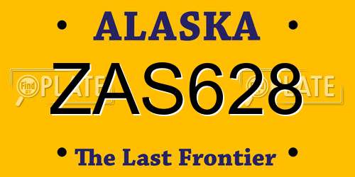 ZAS628 Alaska License Plate