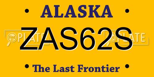 ZAS62S Alaska License Plate
