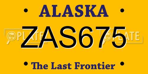 ZAS675 Alaska License Plate
