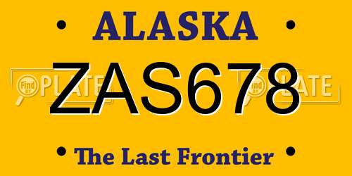 ZAS678 Alaska License Plate