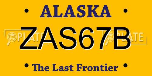 ZAS67B Alaska License Plate