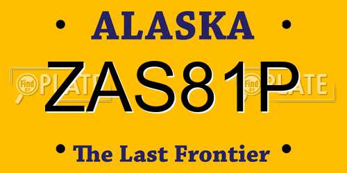 ZAS81P Alaska License Plate