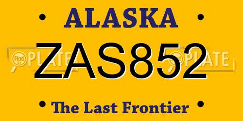 ZAS852 Alaska License Plate