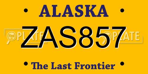 ZAS857 Alaska License Plate