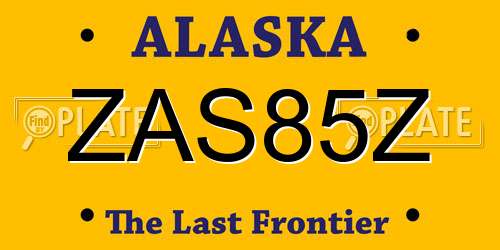 ZAS85Z Alaska License Plate
