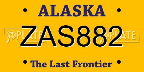 ZAS882 Alaska License Plate