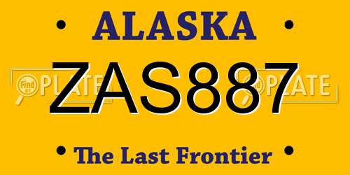 ZAS887 Alaska License Plate