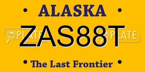 ZAS88T Alaska License Plate