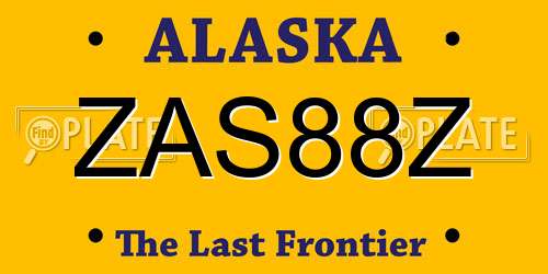 ZAS88Z Alaska License Plate