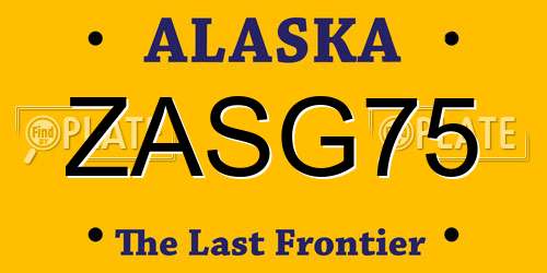 ZASG75 Alaska License Plate