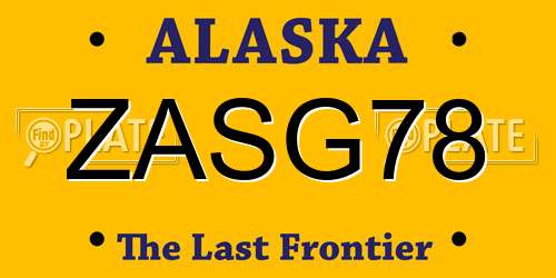 ZASG78 Alaska License Plate