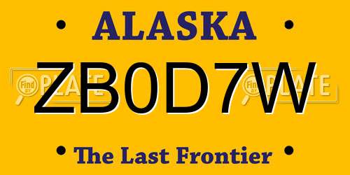 ZB0D7W Alaska License Plate