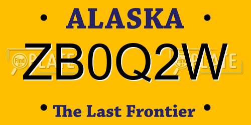 ZB0Q2W Alaska License Plate