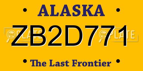 ZB2D771 Alaska License Plate