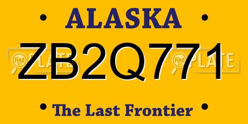 ZB2Q771 Alaska License Plate