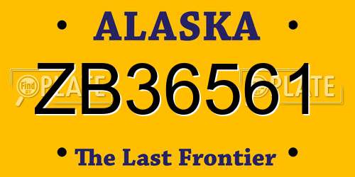 ZB36561 Alaska License Plate