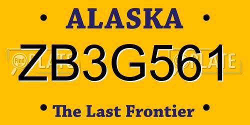 ZB3G561 Alaska License Plate