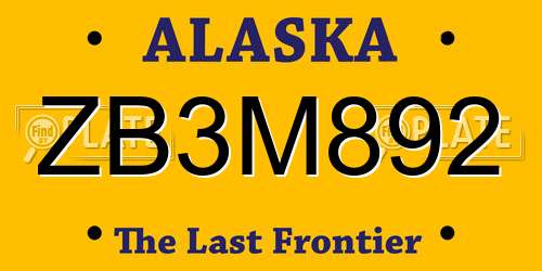 ZB3M892 Alaska License Plate