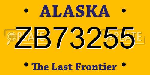 ZB73255 Alaska License Plate