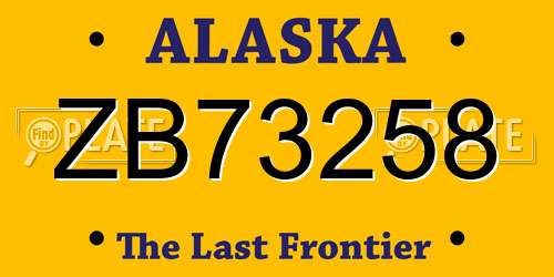 ZB73258 Alaska License Plate