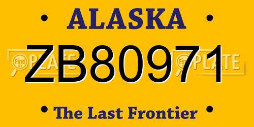 ZB80971 Alaska License Plate