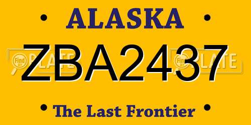 ZBA2437 Alaska License Plate