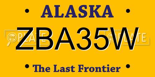ZBA35W Alaska License Plate