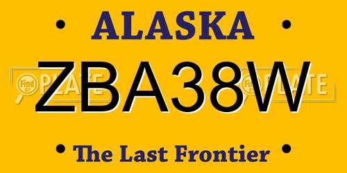 ZBA38W Alaska License Plate