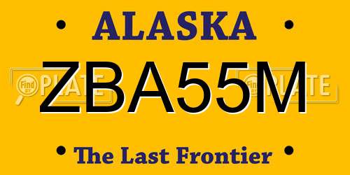 ZBA55M Alaska License Plate