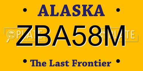 ZBA58M Alaska License Plate