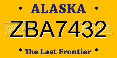 ZBA7432 Alaska License Plate