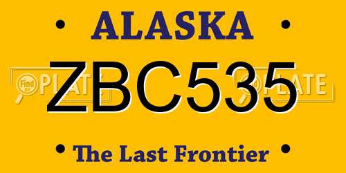 ZBC535 Alaska License Plate