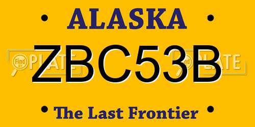 ZBC53B Alaska License Plate