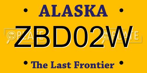 ZBD02W Alaska License Plate