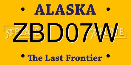 ZBD07W Alaska License Plate