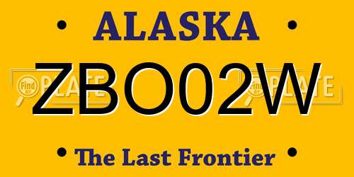 ZBO02W Alaska License Plate