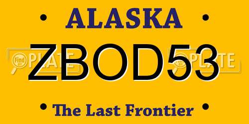 ZBOD53 Alaska License Plate