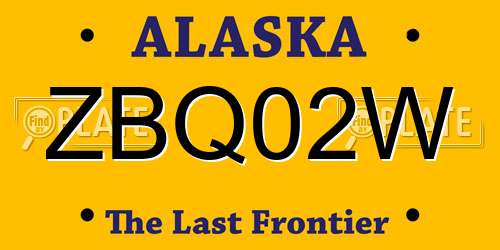 ZBQ02W Alaska License Plate