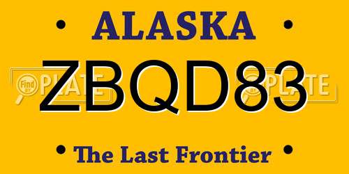 ZBQD83 Alaska License Plate