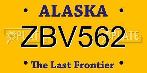 ZBV562 Alaska License Plate