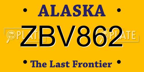 ZBV862 Alaska License Plate