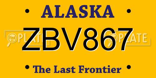 ZBV867 Alaska License Plate