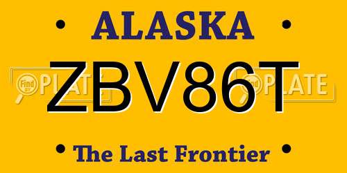 ZBV86T Alaska License Plate