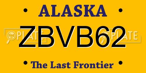 ZBVB62 Alaska License Plate
