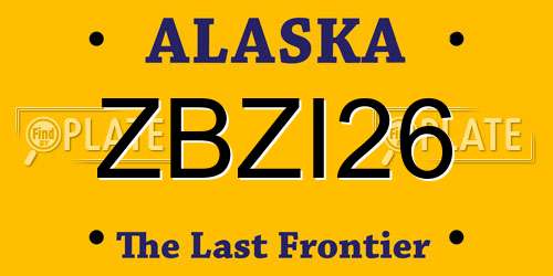 ZBZI26 Alaska License Plate