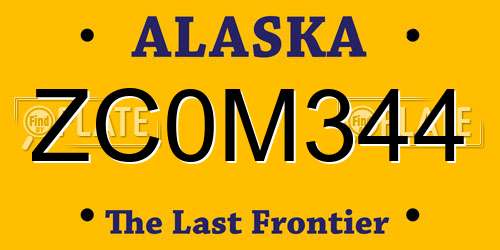 ZC0M344 Alaska License Plate