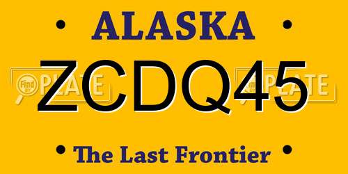 ZCDQ45 Alaska License Plate