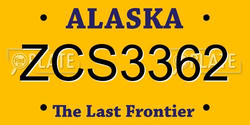 ZCS3362 Alaska License Plate