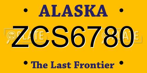 ZCS6780 Alaska License Plate