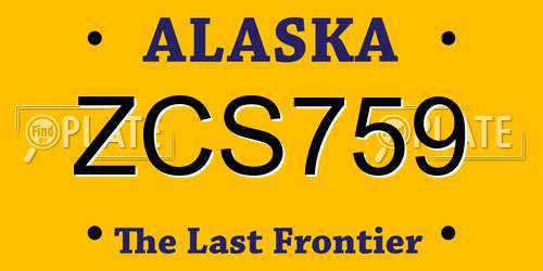 ZCS759 Alaska License Plate